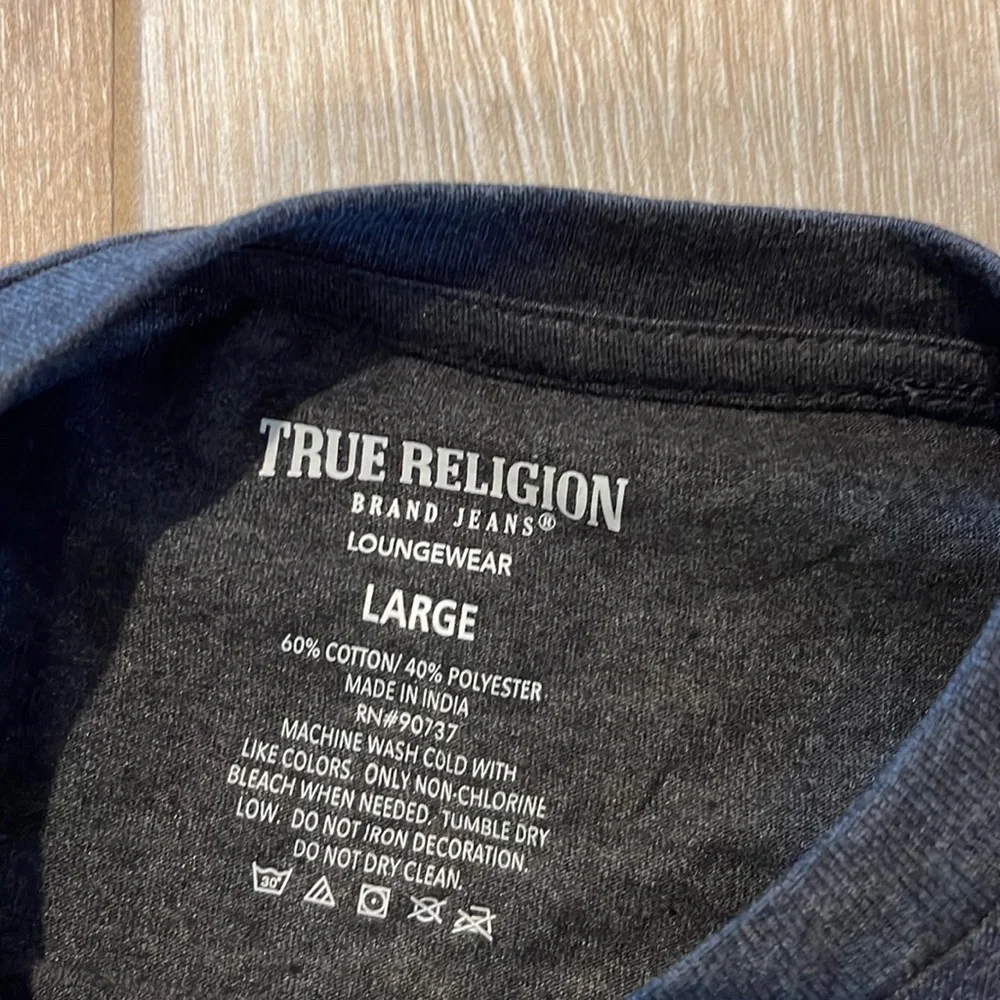 True Religion Charcoal/White Loungewear Tee Tee LARGE